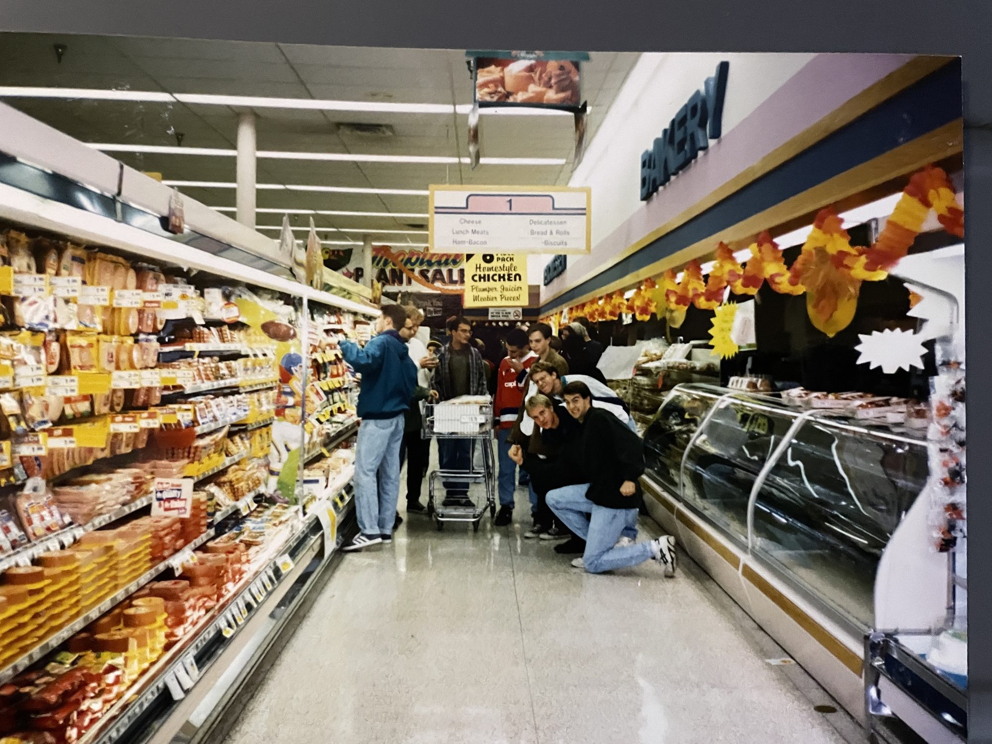 At Hy-Vee getting meat and cheese